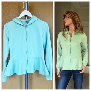 Forever 21 Peplum Hooded Zip Up Sweatshirt